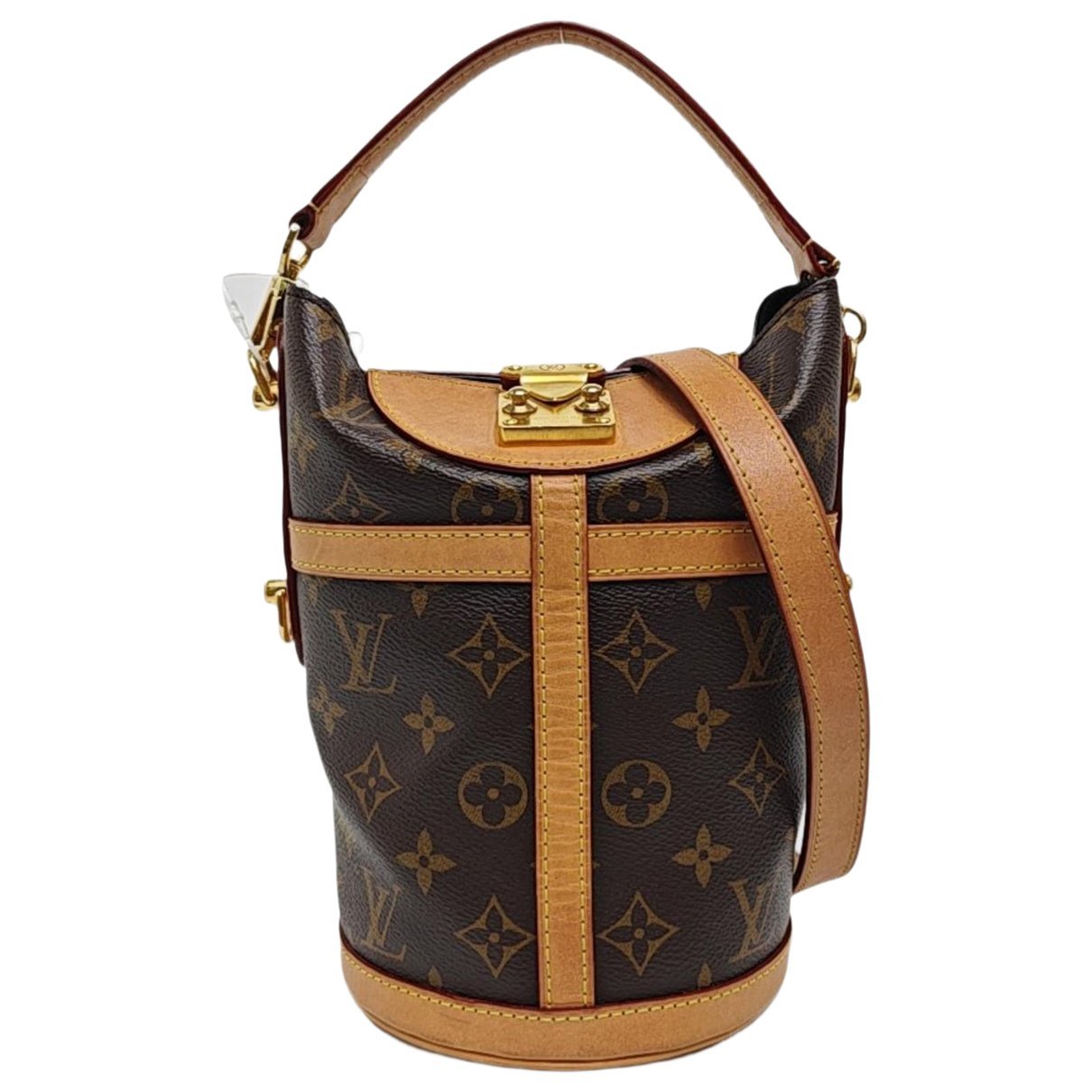 Duffle leather handbag