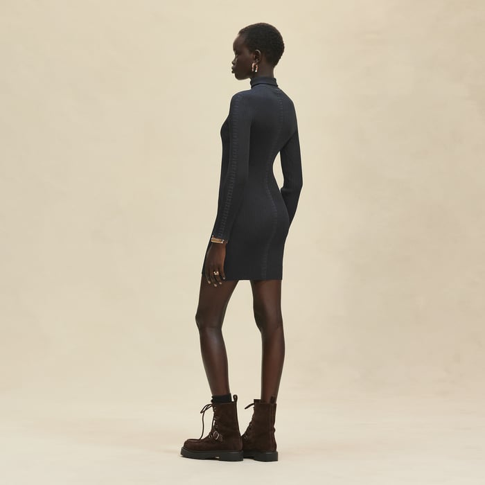 Noir Long-sleeve Short Dress