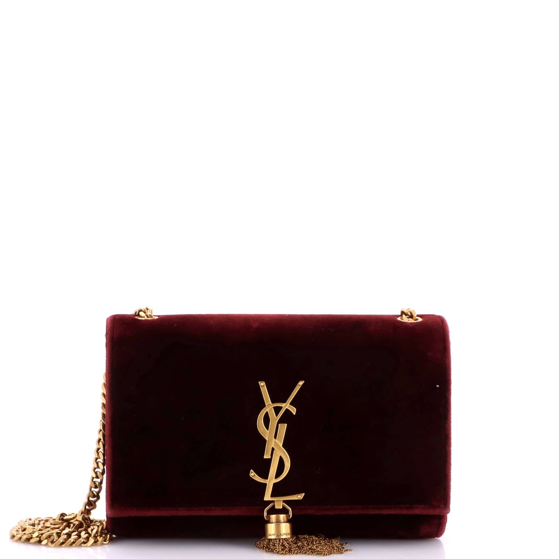 Saint Laurent Classic Monogram Tassel Crossbody Bag Velvet Small