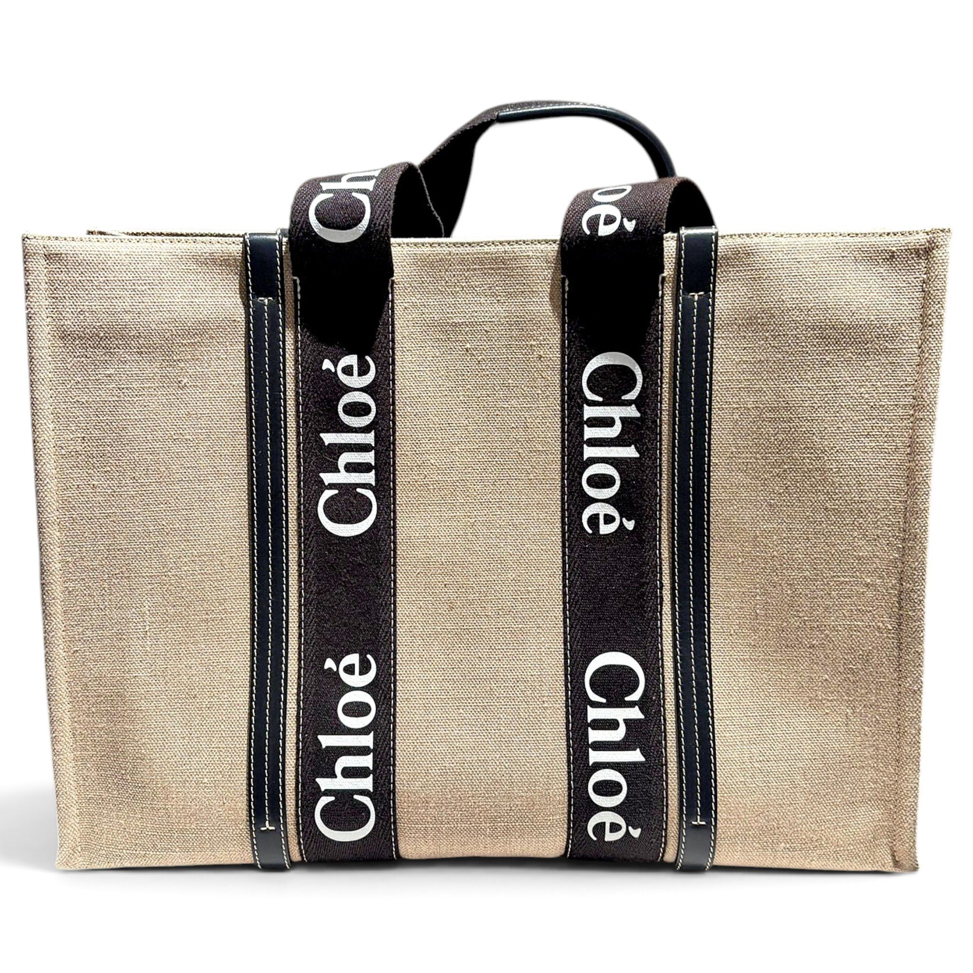 Woody linen tote