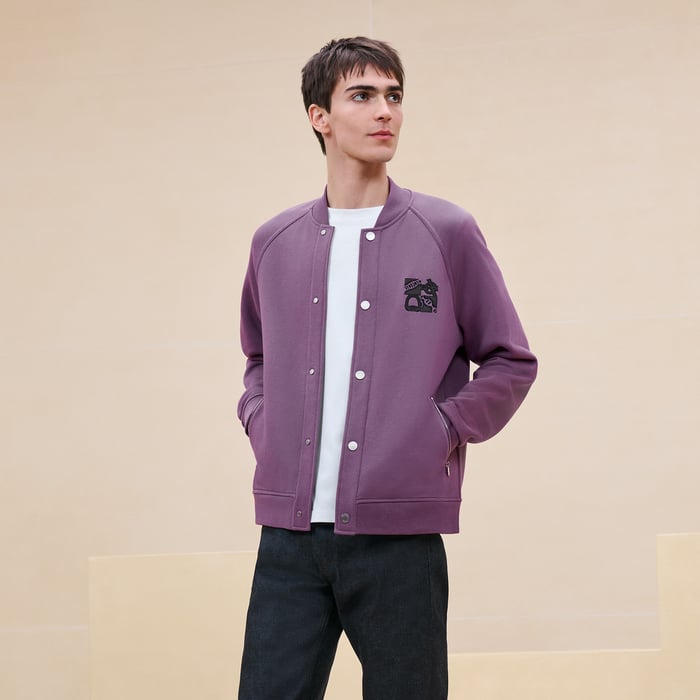 Bruyère "Metallerie Au Carre" Varsity Jacket With Leather Detail