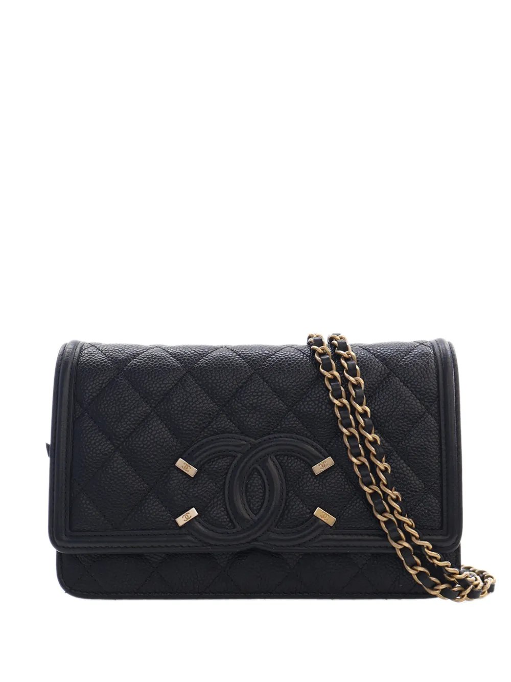 2019 Caviar CC Filigree Wallet On Chain crossbody bag