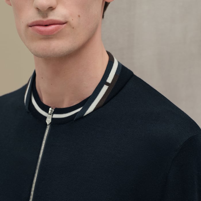 Marine "Rayures & Twist" Zipped Jacket