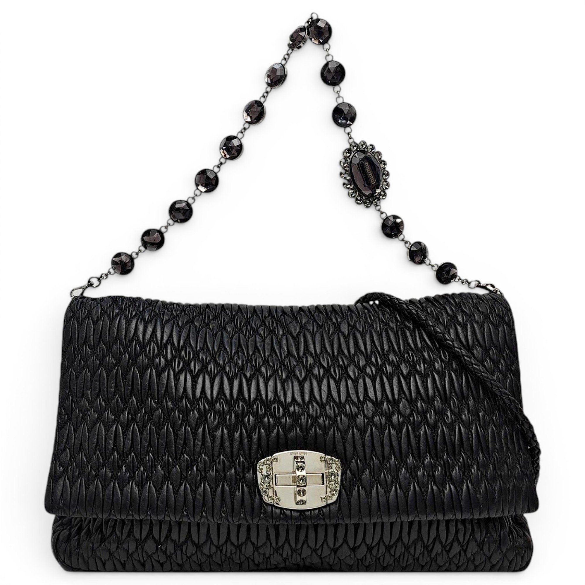Miu Crystal leather handbag