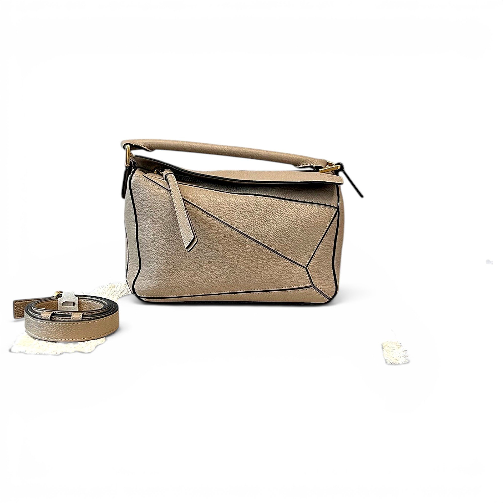 Puzzle leather handbag