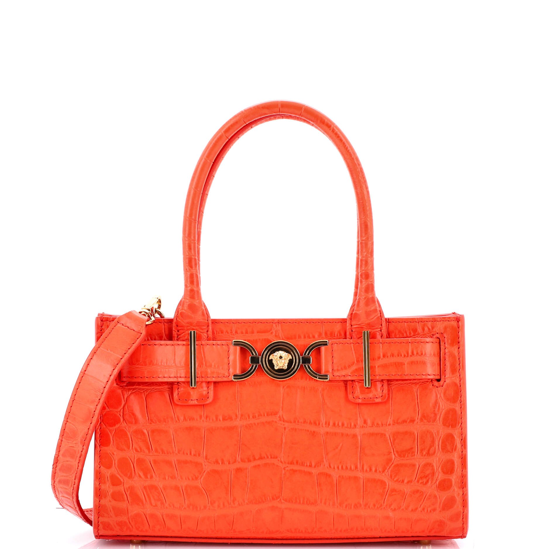 Versace Medusa 95 Tote Crocodile Embossed Leather Small