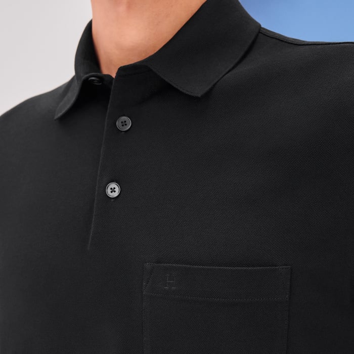 Noir "H" Embroidered Buttoned Polo Shirt