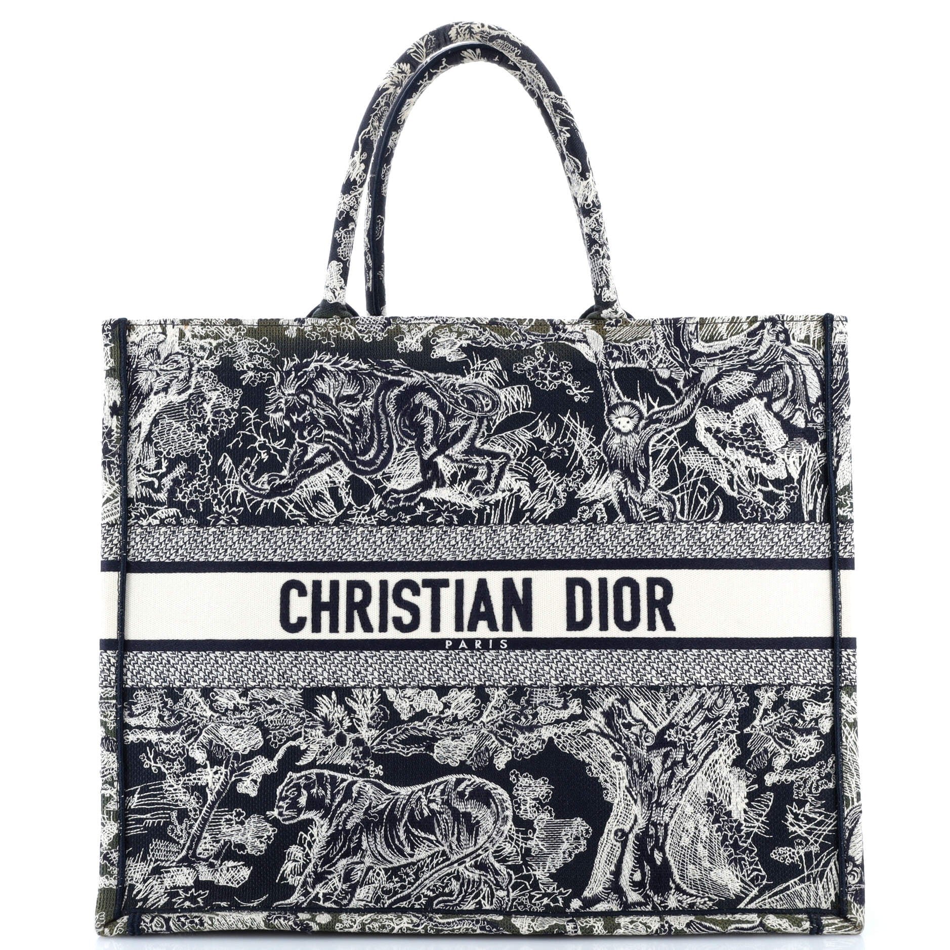 Dior Book Tote Embroidered Canvas Large