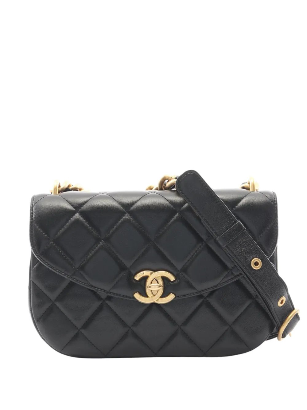 2010-2026 Quilted Lambskin Half Moon Single Flap shoulder bag