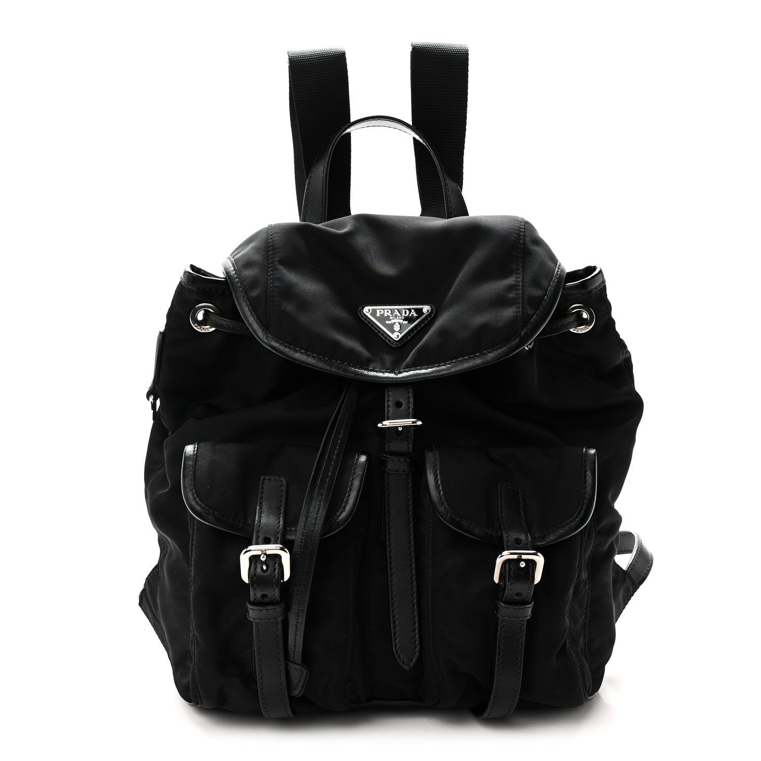 Prada Tessuto Nylon Soft Calfskin Small Backpack Black