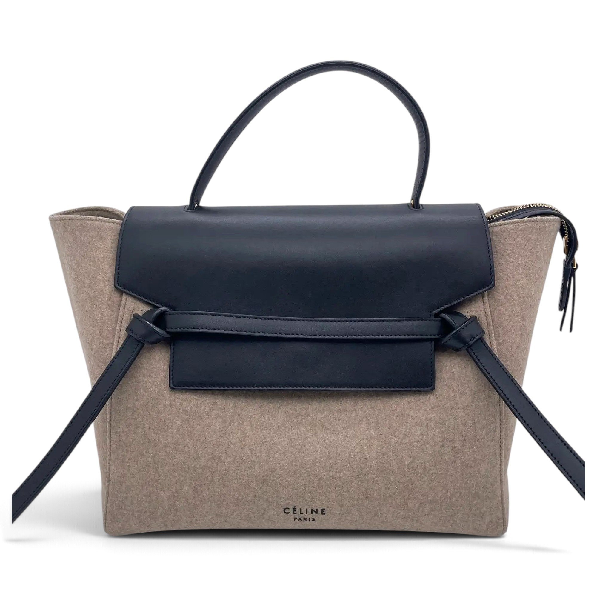 Belt tweed handbag