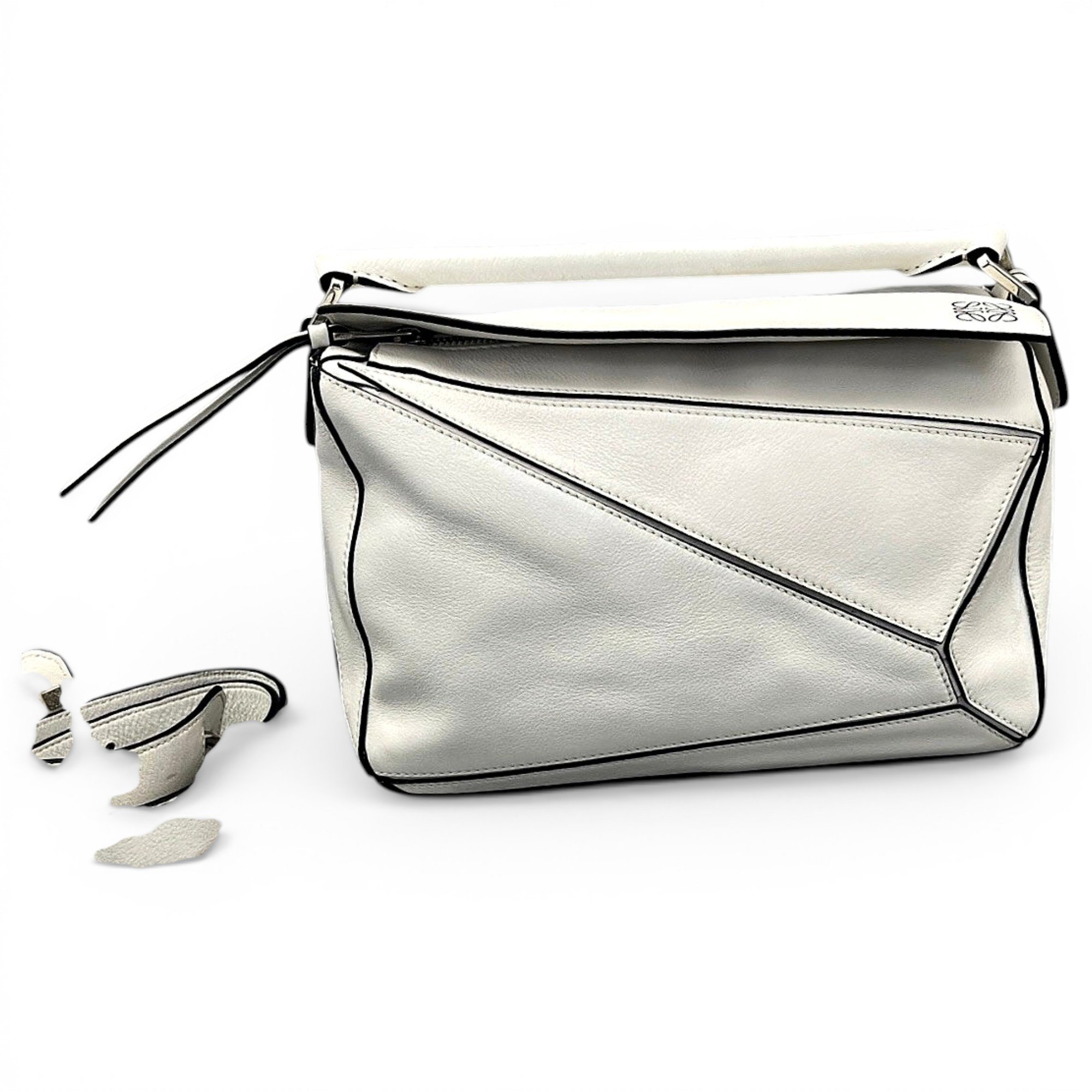 Puzzle leather handbag
