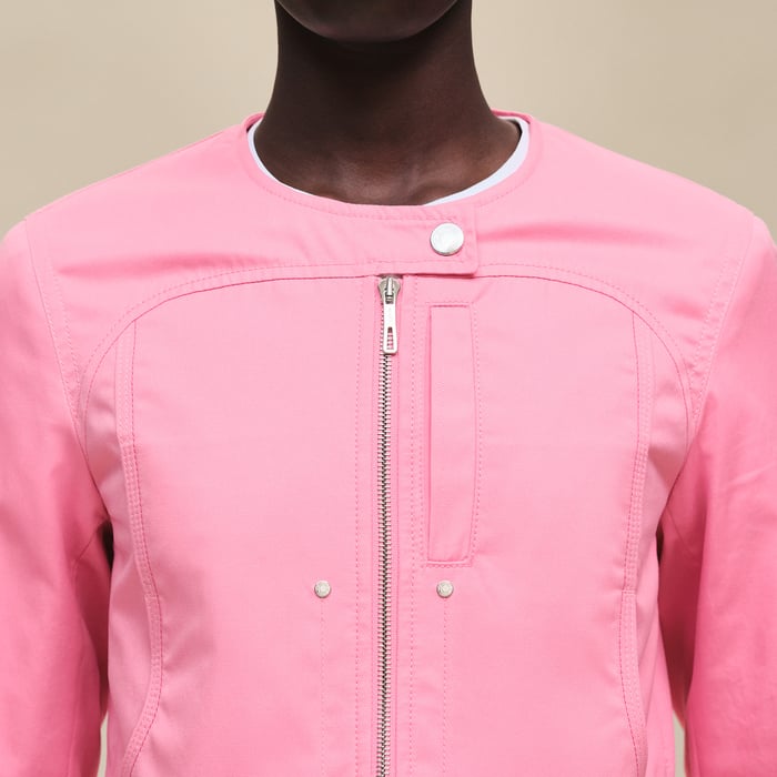 Rose Bonbon Blouson En Twill De Coton