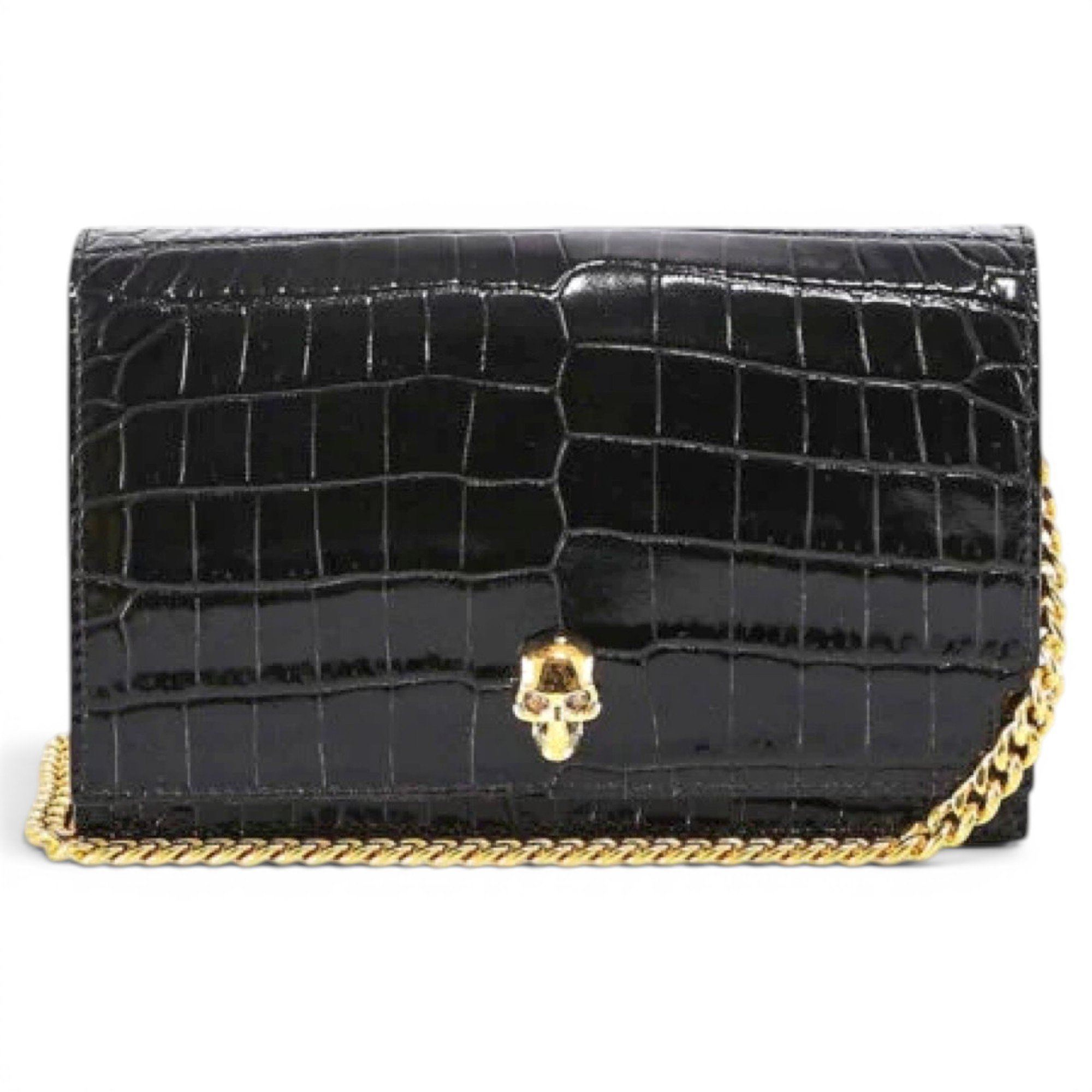 Skull leather crossbody bag