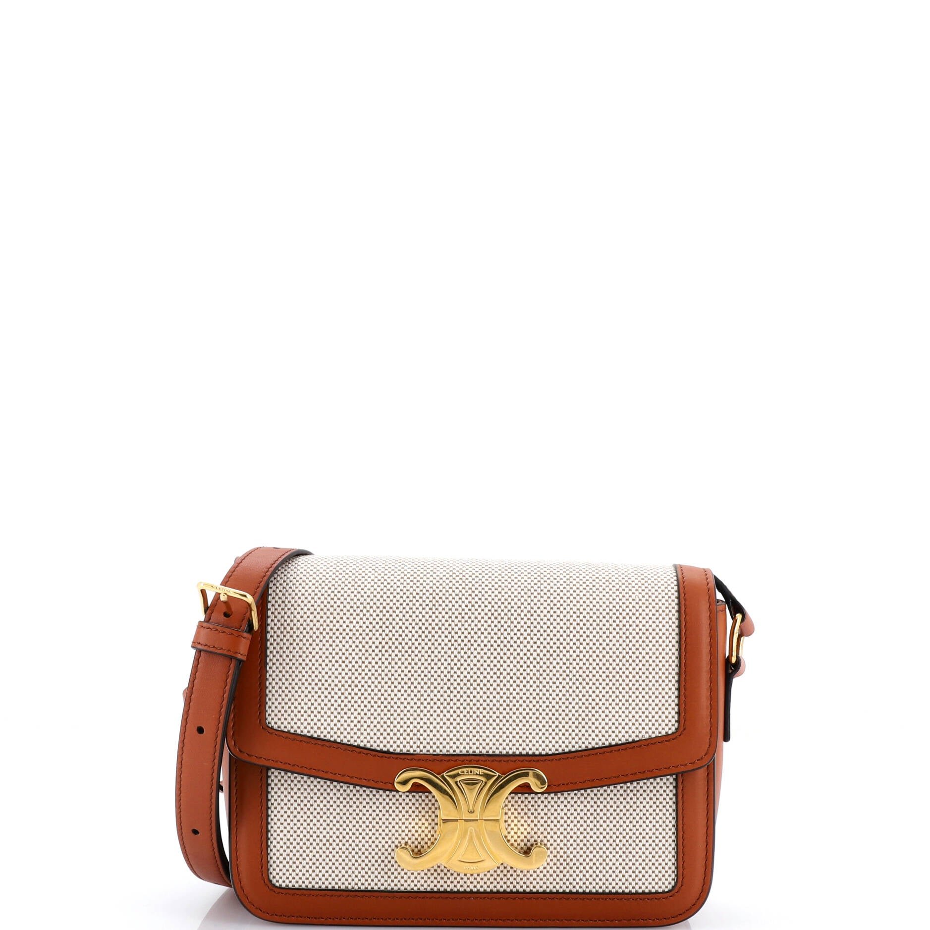 Celine Triomphe Shoulder Bag Canvas with Leather Teen