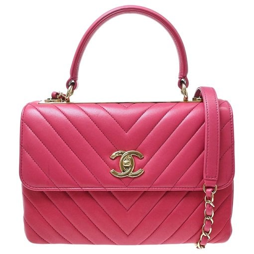 Trendy CC Top Handle leather handbag