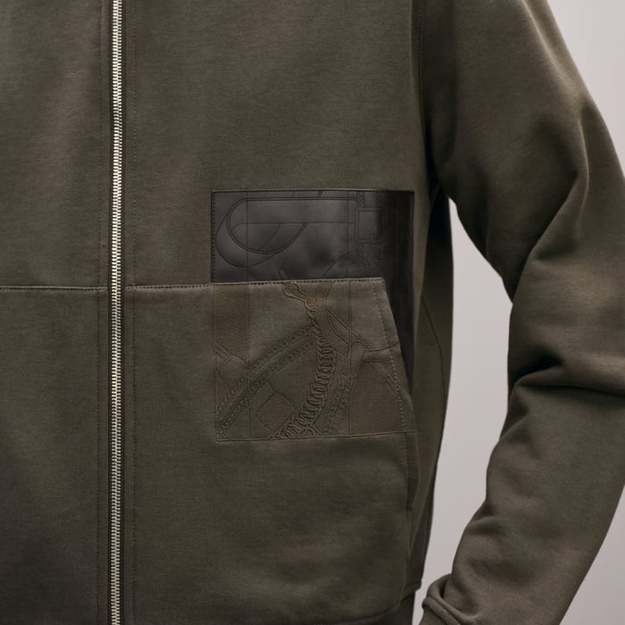 Taupe "Eperon d'Or En Perspective" Zipped Hooded Sweater