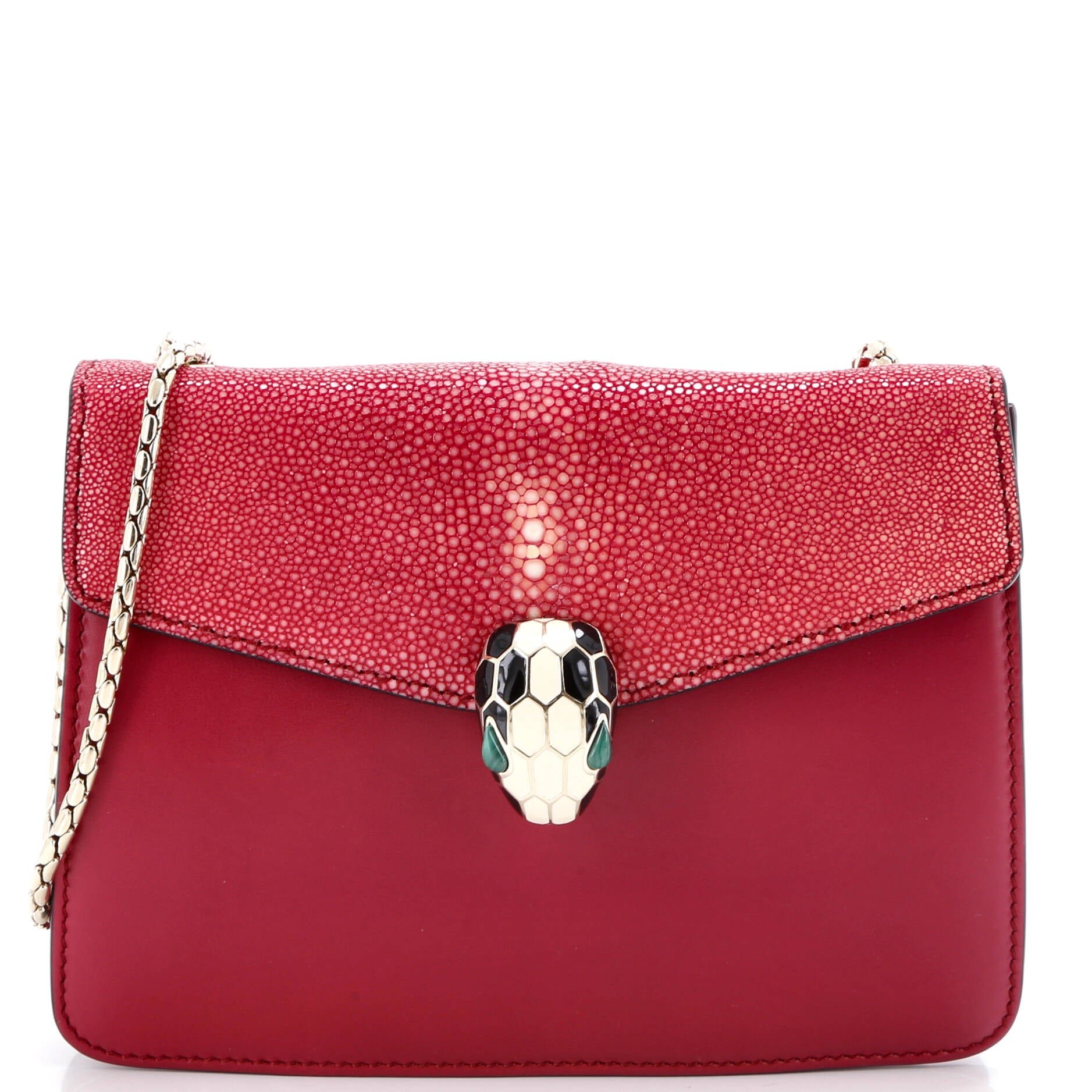 Bvlgari Serpenti Forever Square Shoulder Bag Leather and Stingray Small