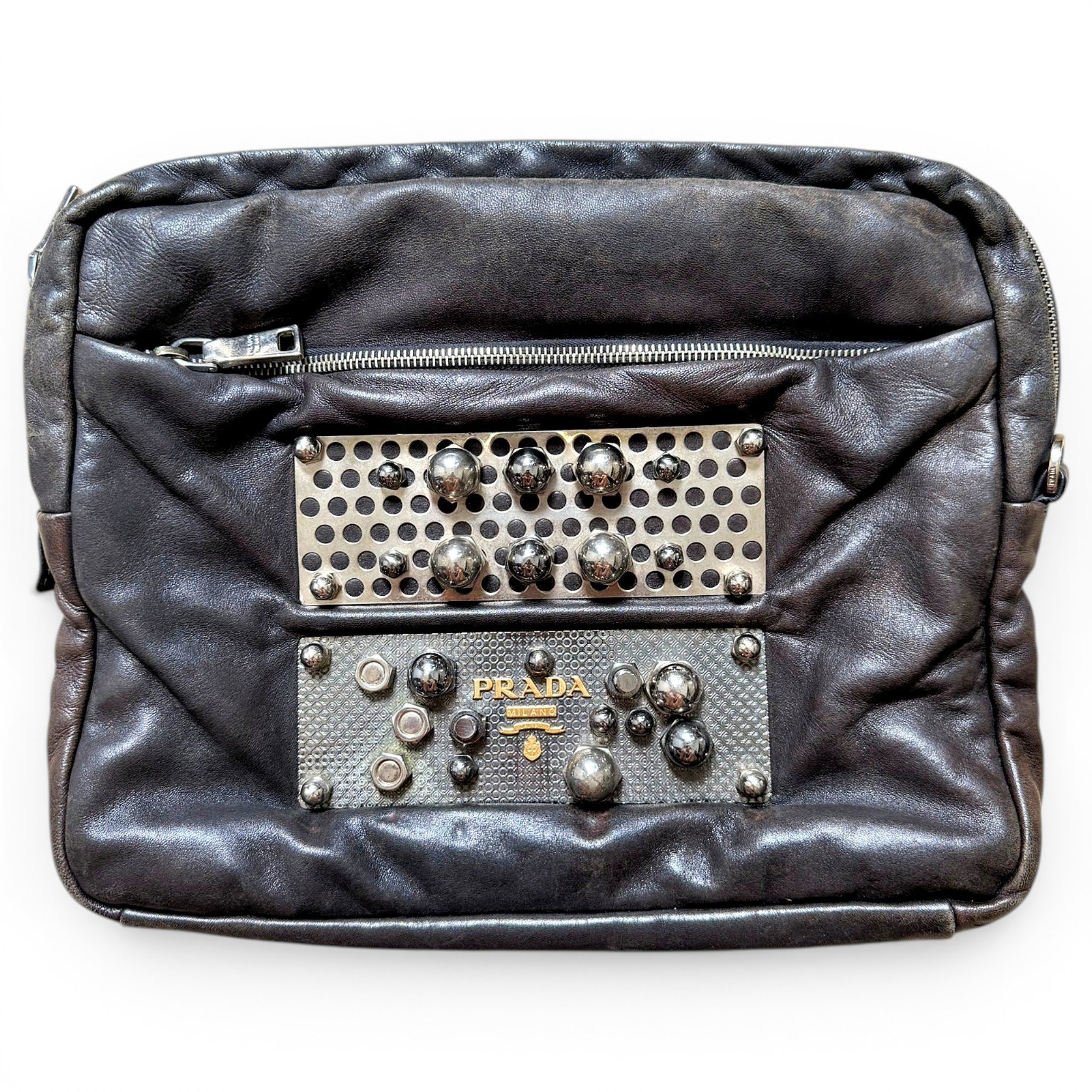 Leather clutch bag