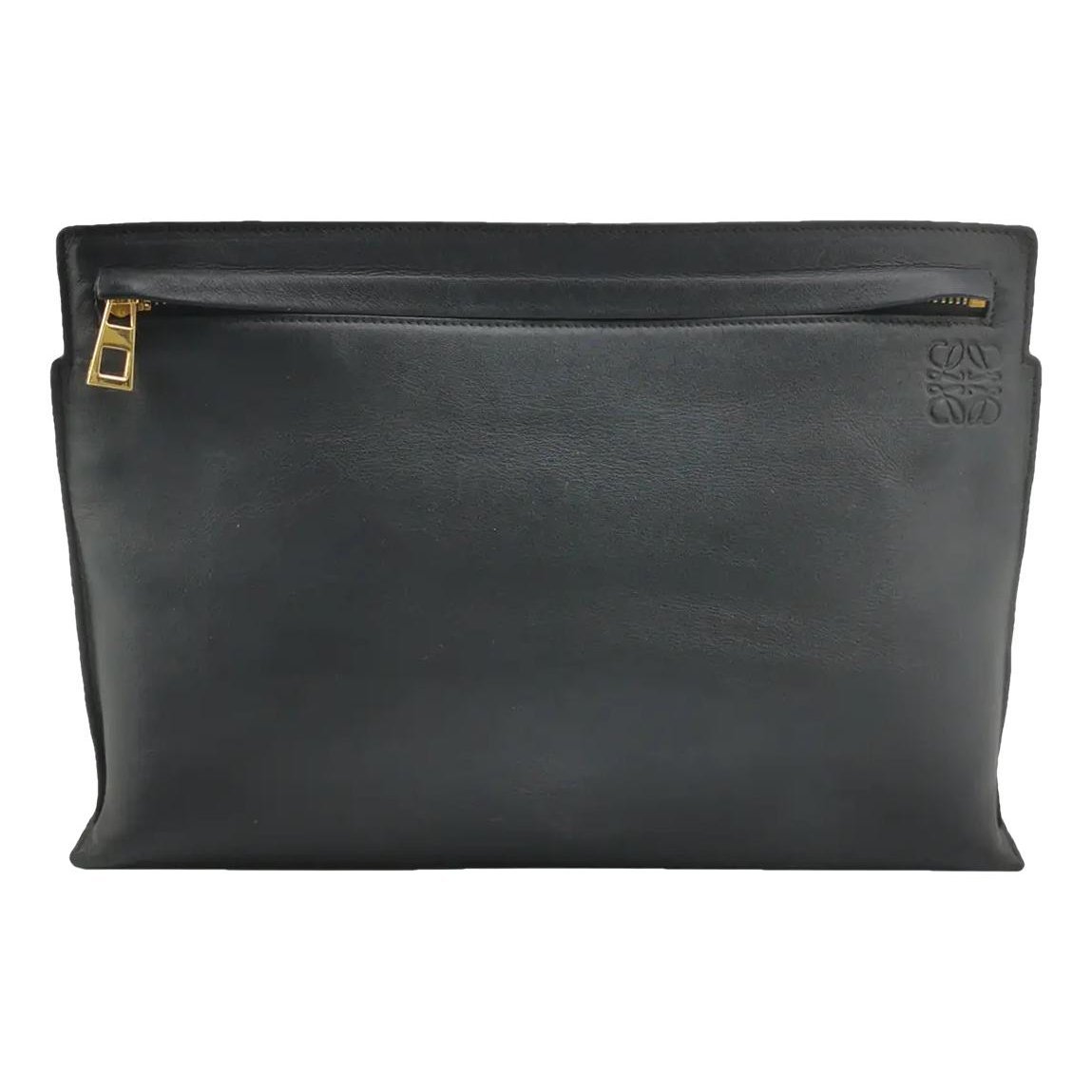T Pouch leather clutch bag