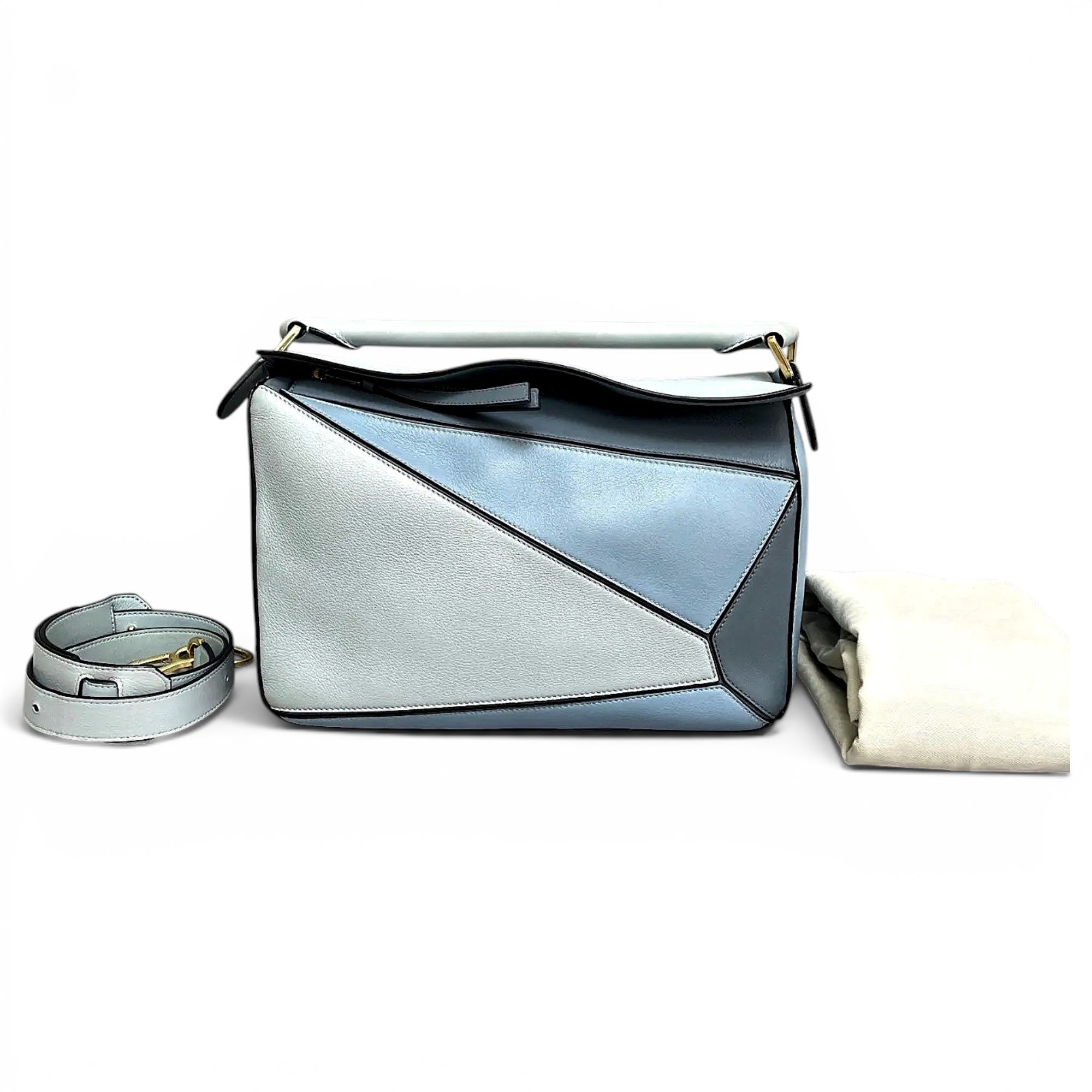 Puzzle leather handbag