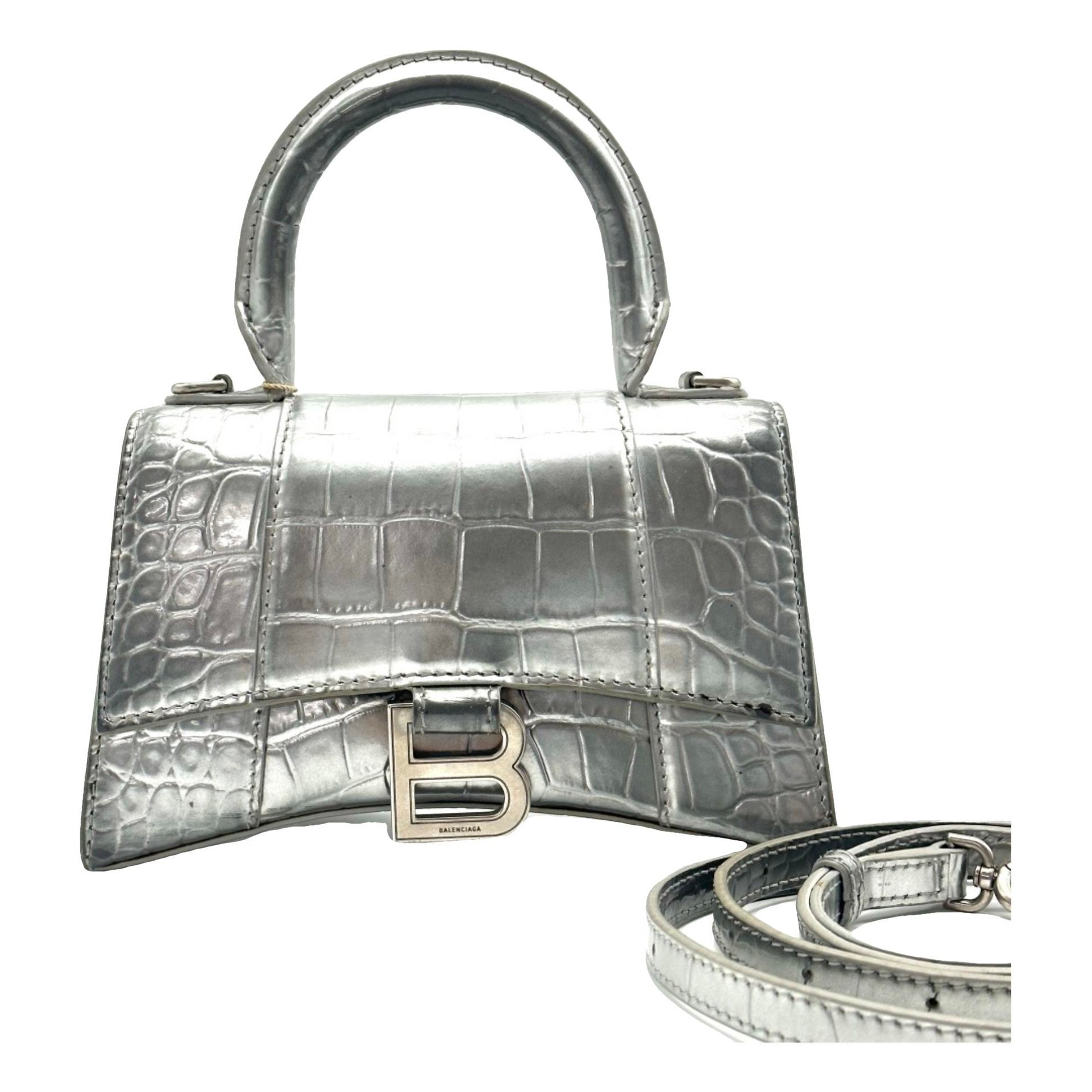Hourglass leather handbag