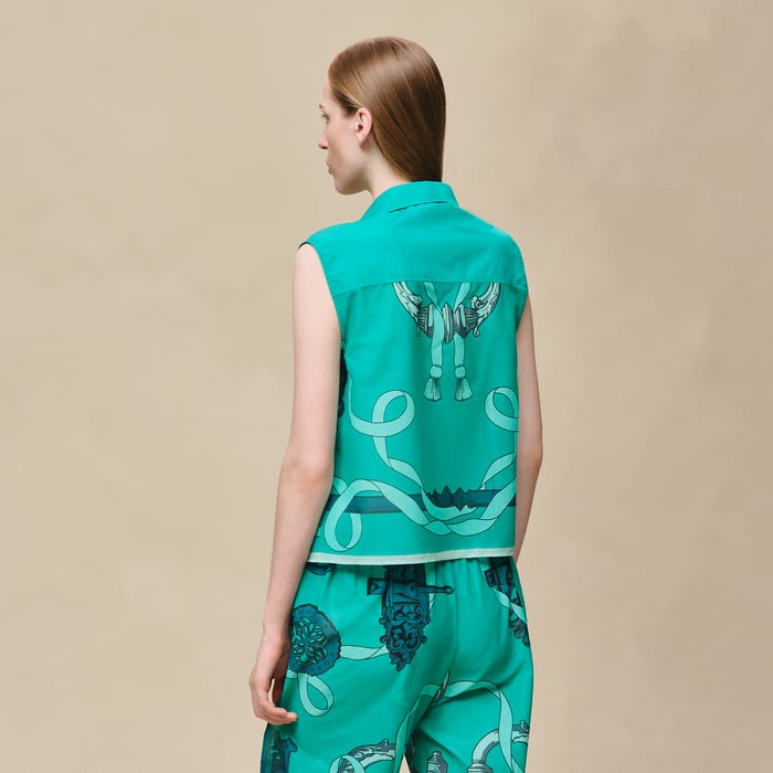 Vert Tourmaline "Ferronnerie Remix" Sleeveless Beach Shirt