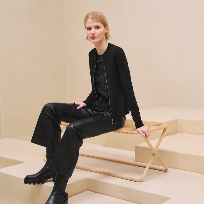 Noir "H En Biais" Long-sleeve Cardigan
