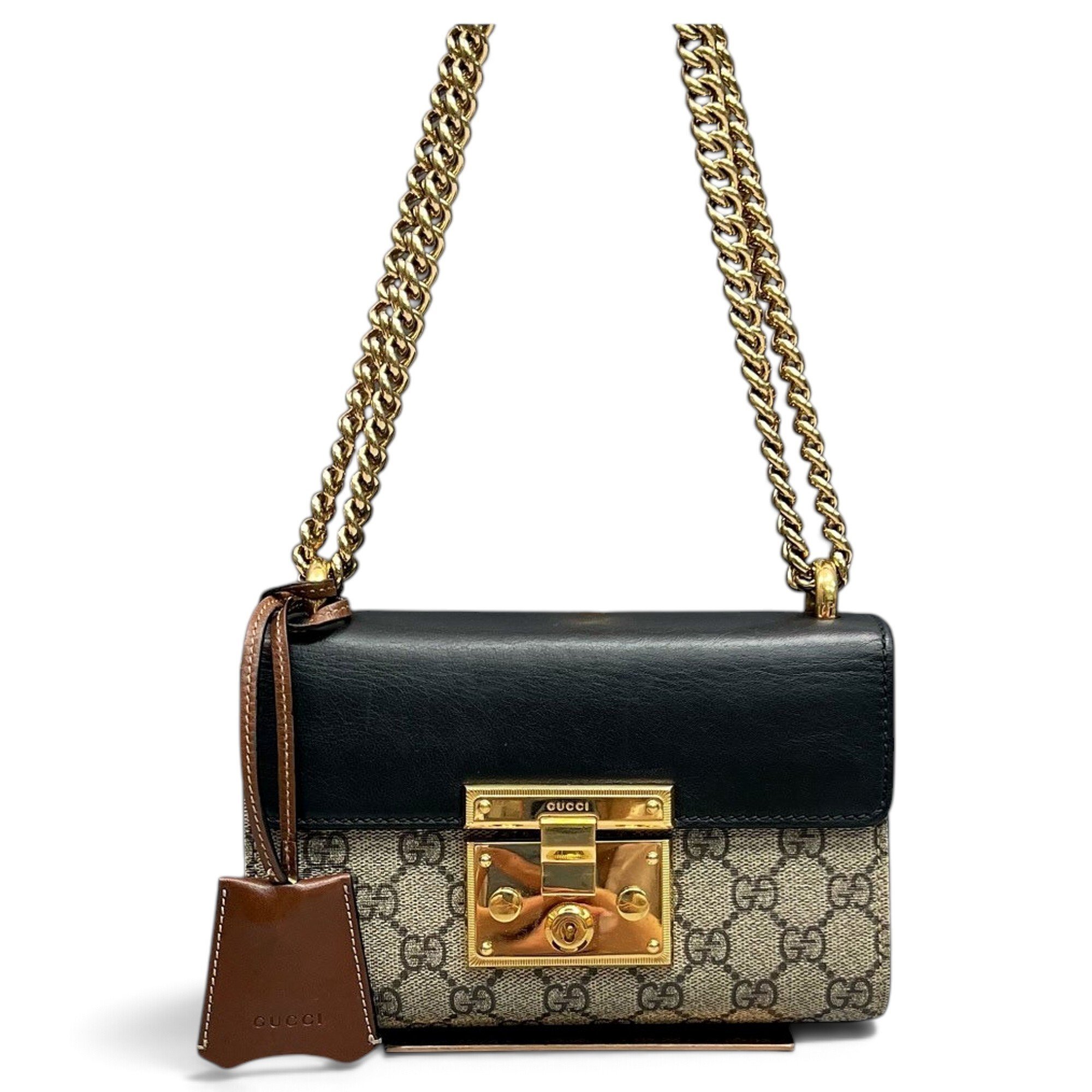 Padlock leather handbag