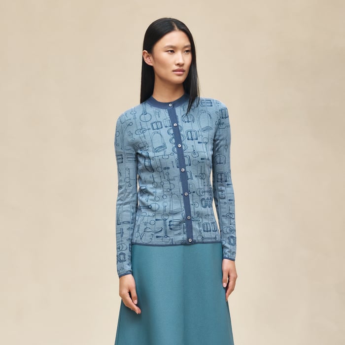 Bleu Adriatique "Cahier Du Colporteur" Buttoned Cardigan