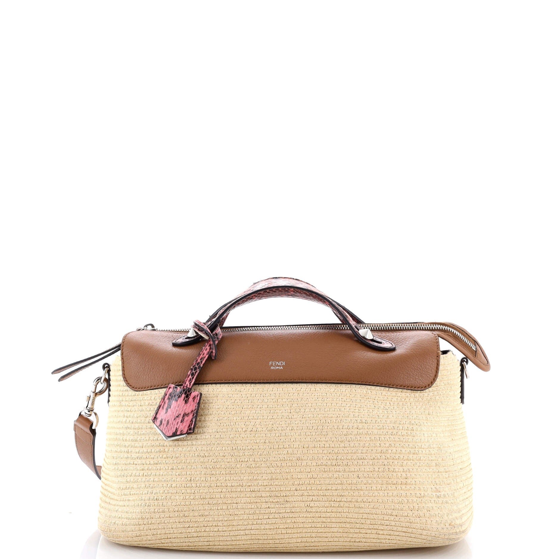 Fendi By The Way Satchel Raffia with Snakeskin Small