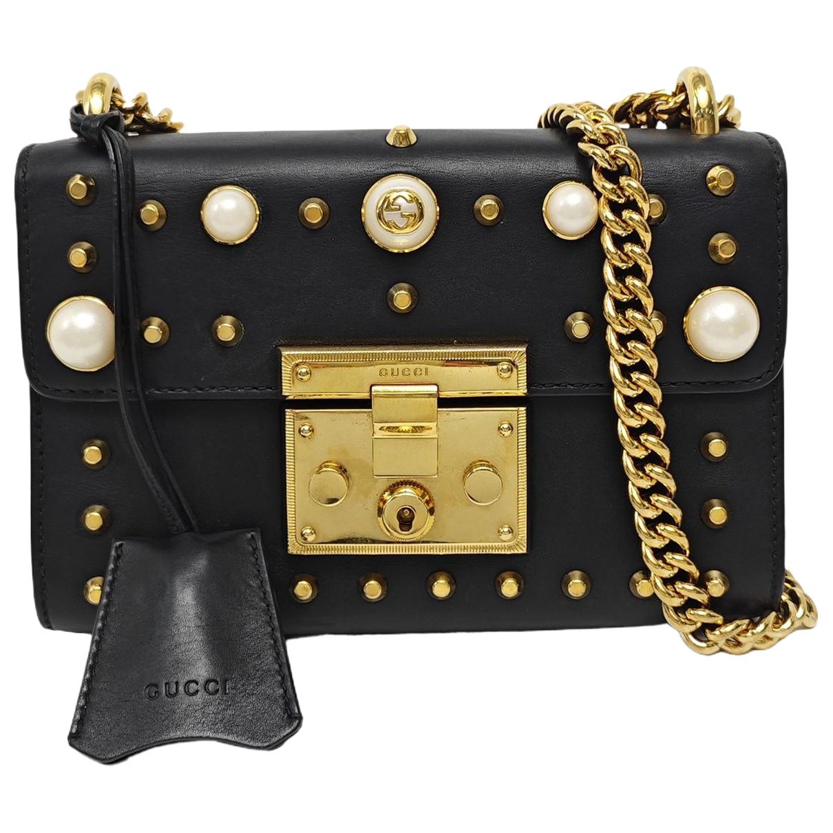 Padlock leather crossbody bag