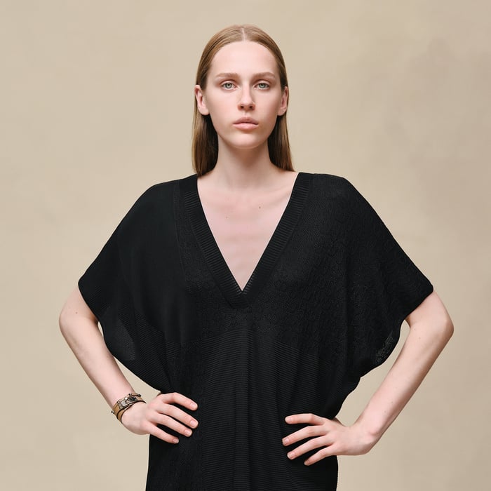 Noir "Chaine d'Ancre" Long Caftan Dress