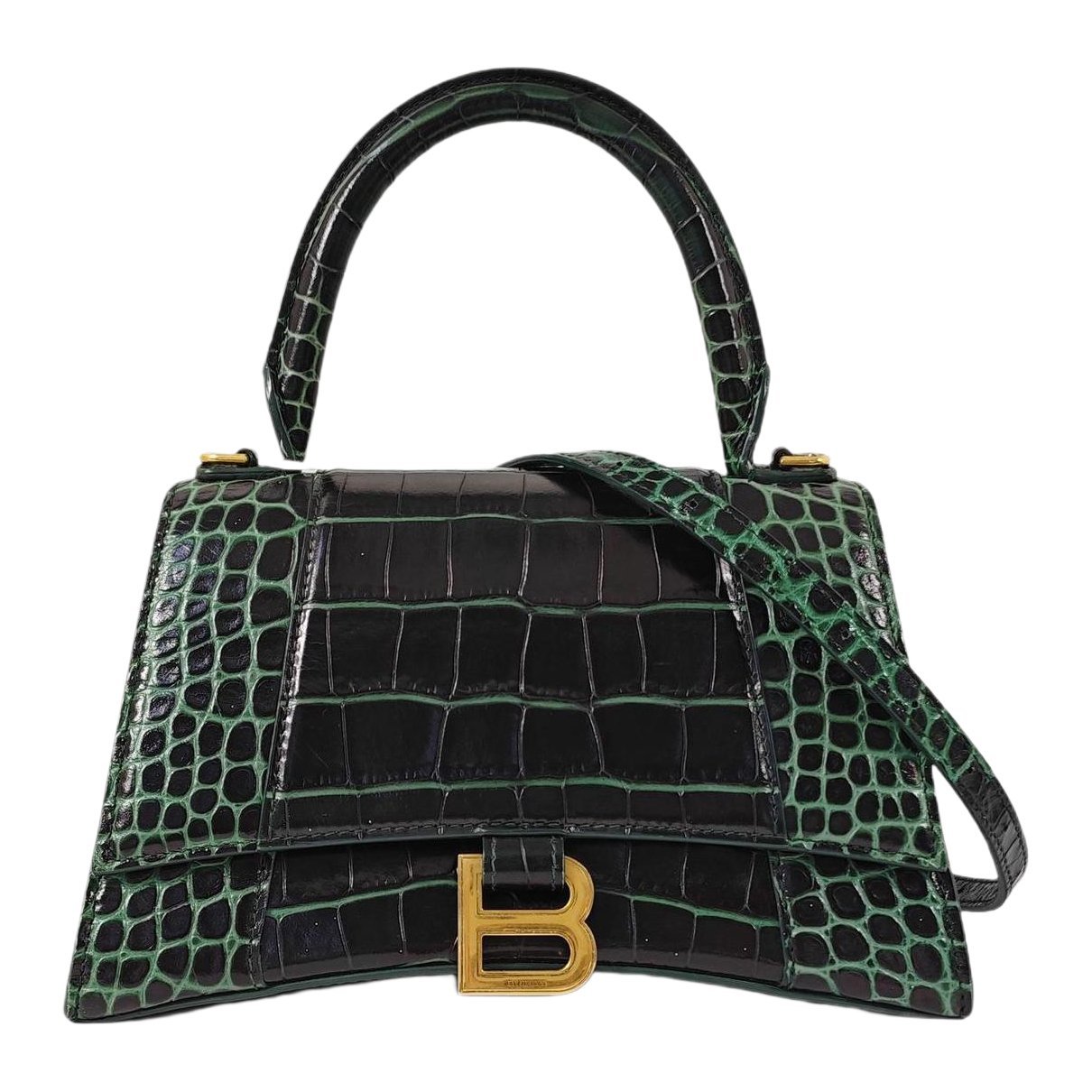 Hourglass leather handbag