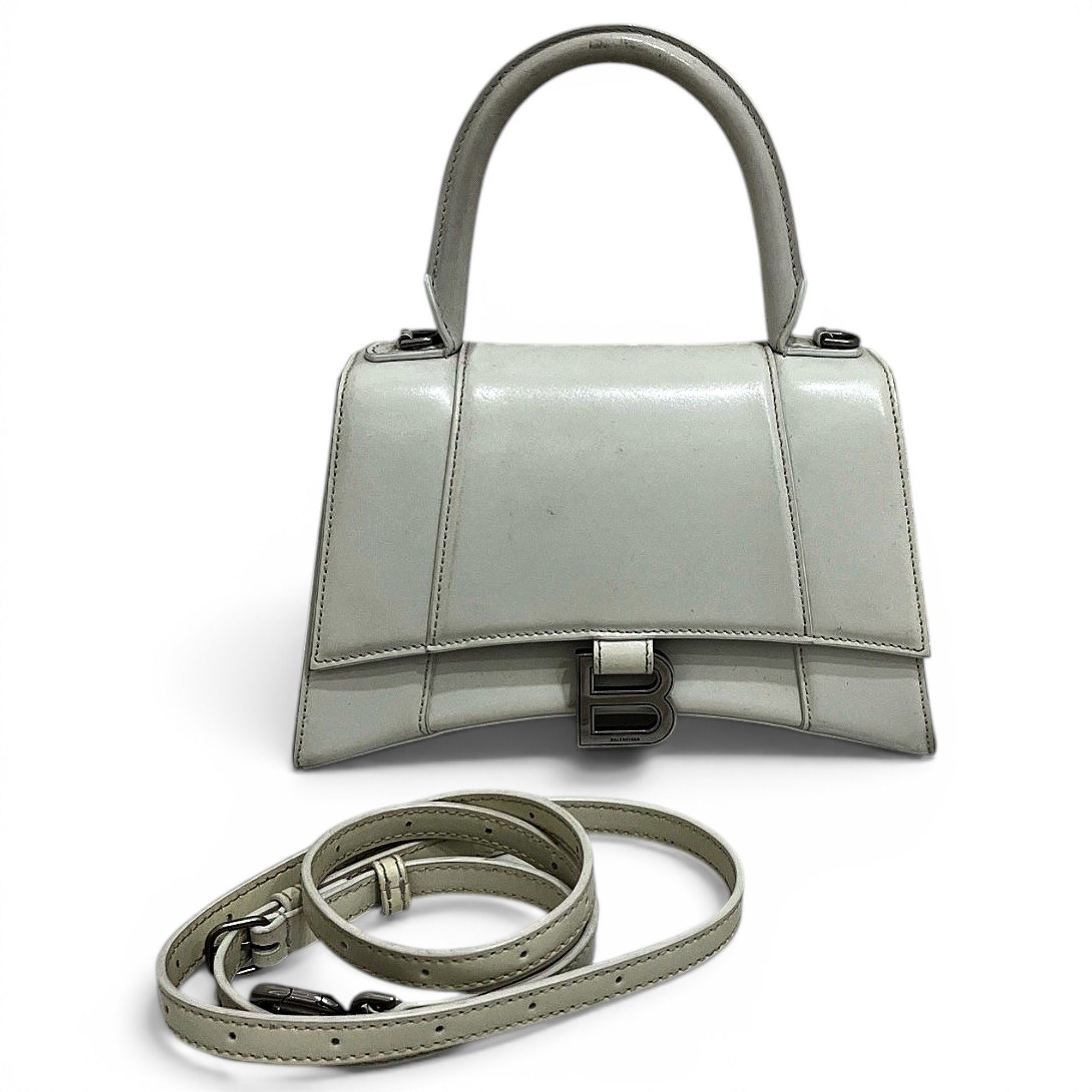 Hourglass leather handbag