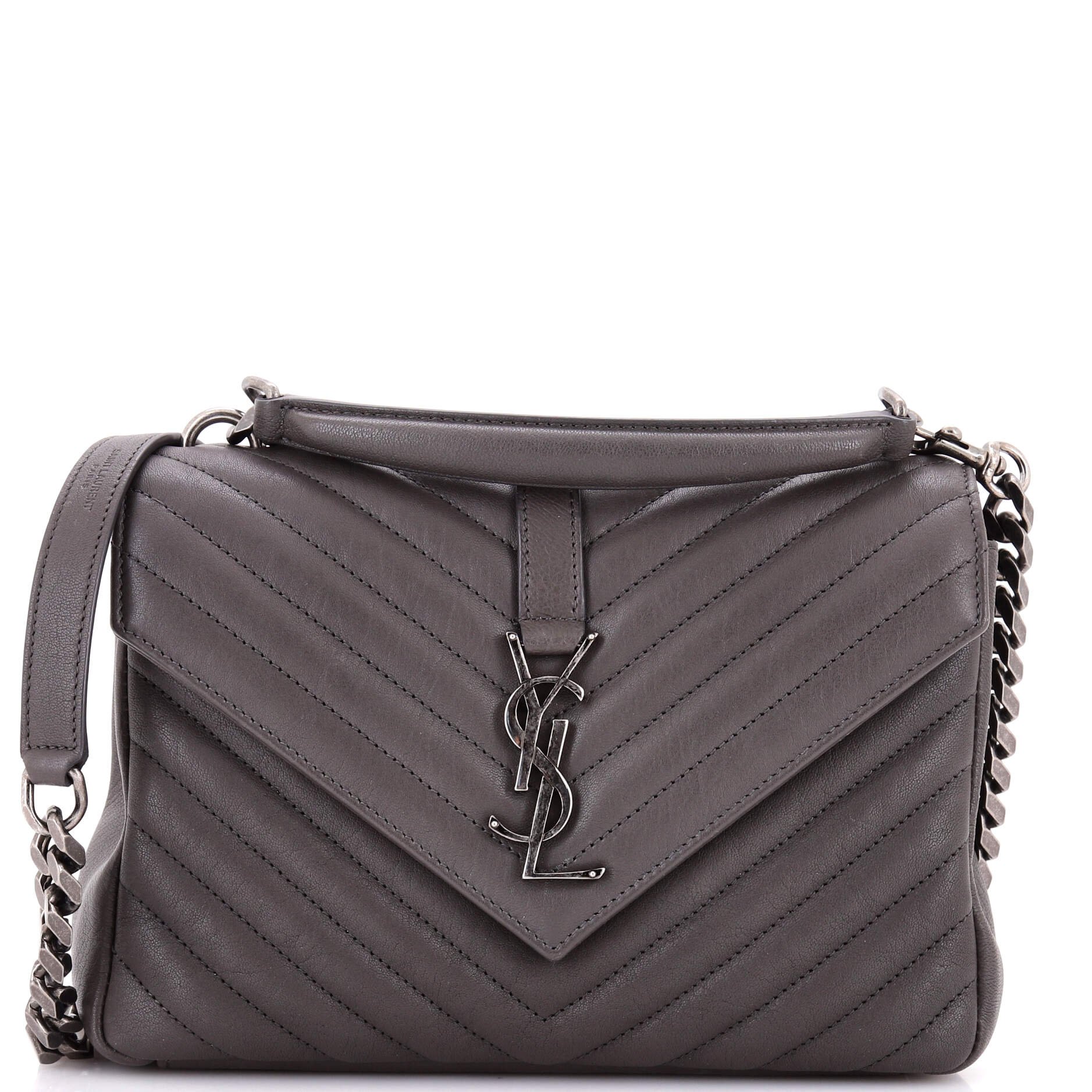Saint Laurent Classic Monogram College Bag Matelasse Chevron Leather Medium