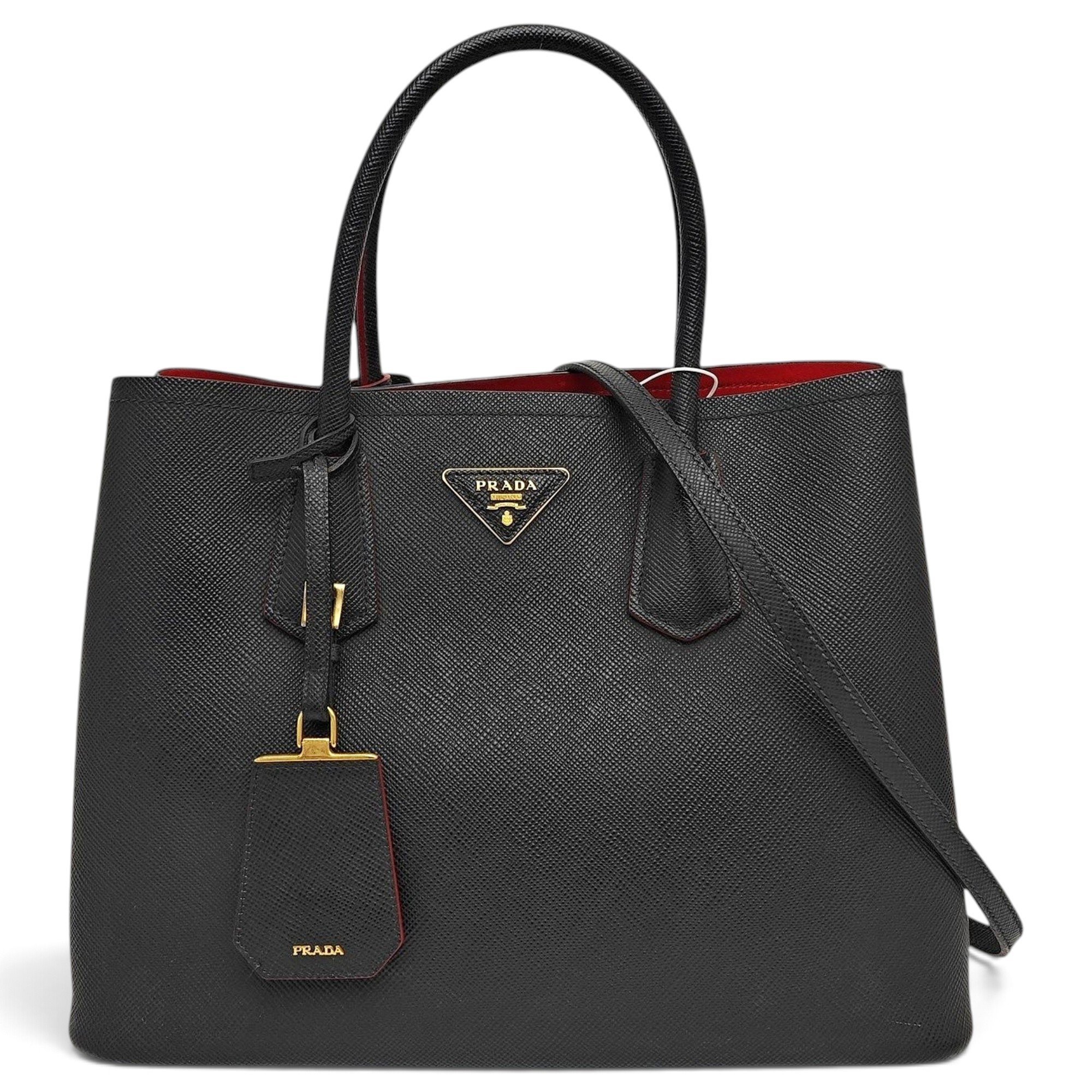 Double leather handbag