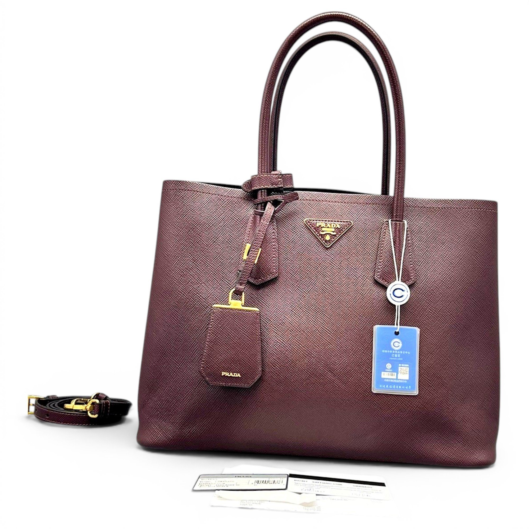 Double leather handbag