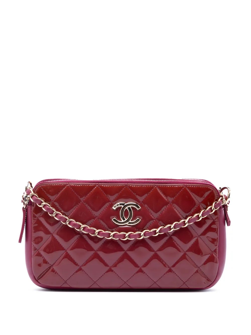 2014-2015 Quilted Patent CC Crown Double Zip crossbody bag