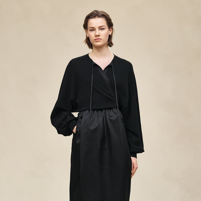 Noir Wrap Cashmere Cardigan