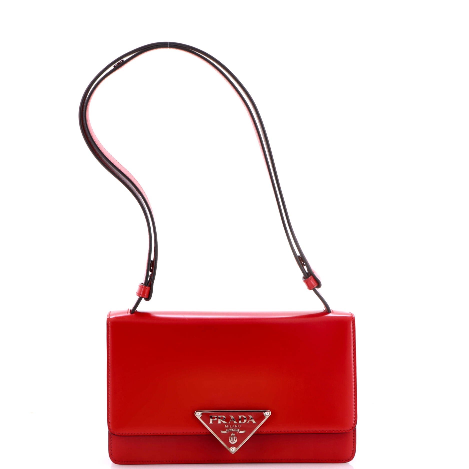 Embleme Triangle Logo Flap Bag Spazzolato Leather Medium