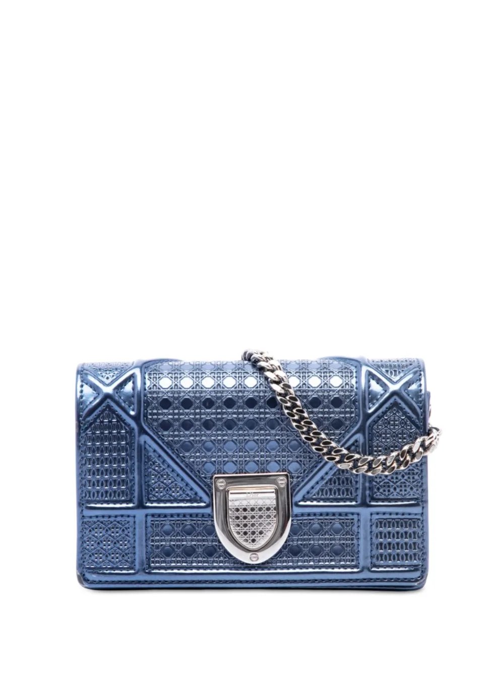 2015 Baby Metallic Patent Microcannage Diorama Flap crossbody bag