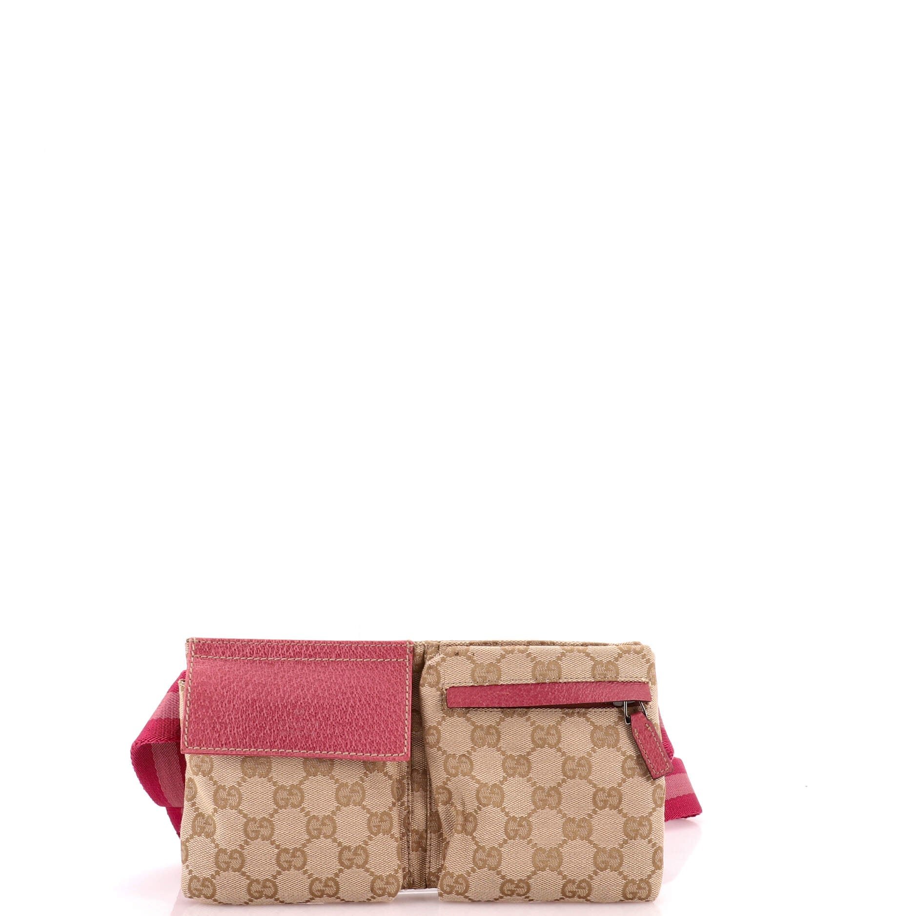 Vintage Double Belt Bag GG Canvas with Leather Small