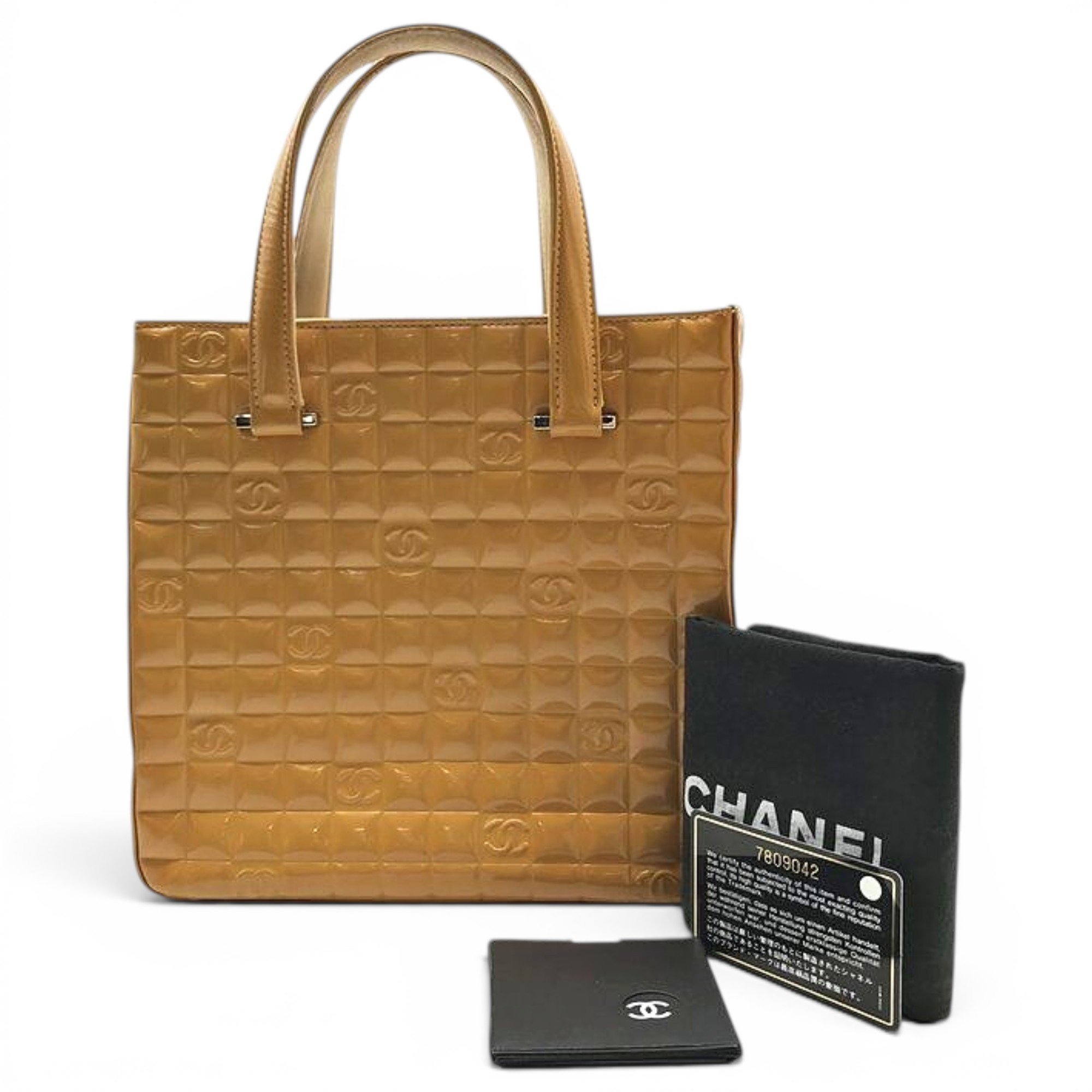 East West Chocolate Bar patent leather tote