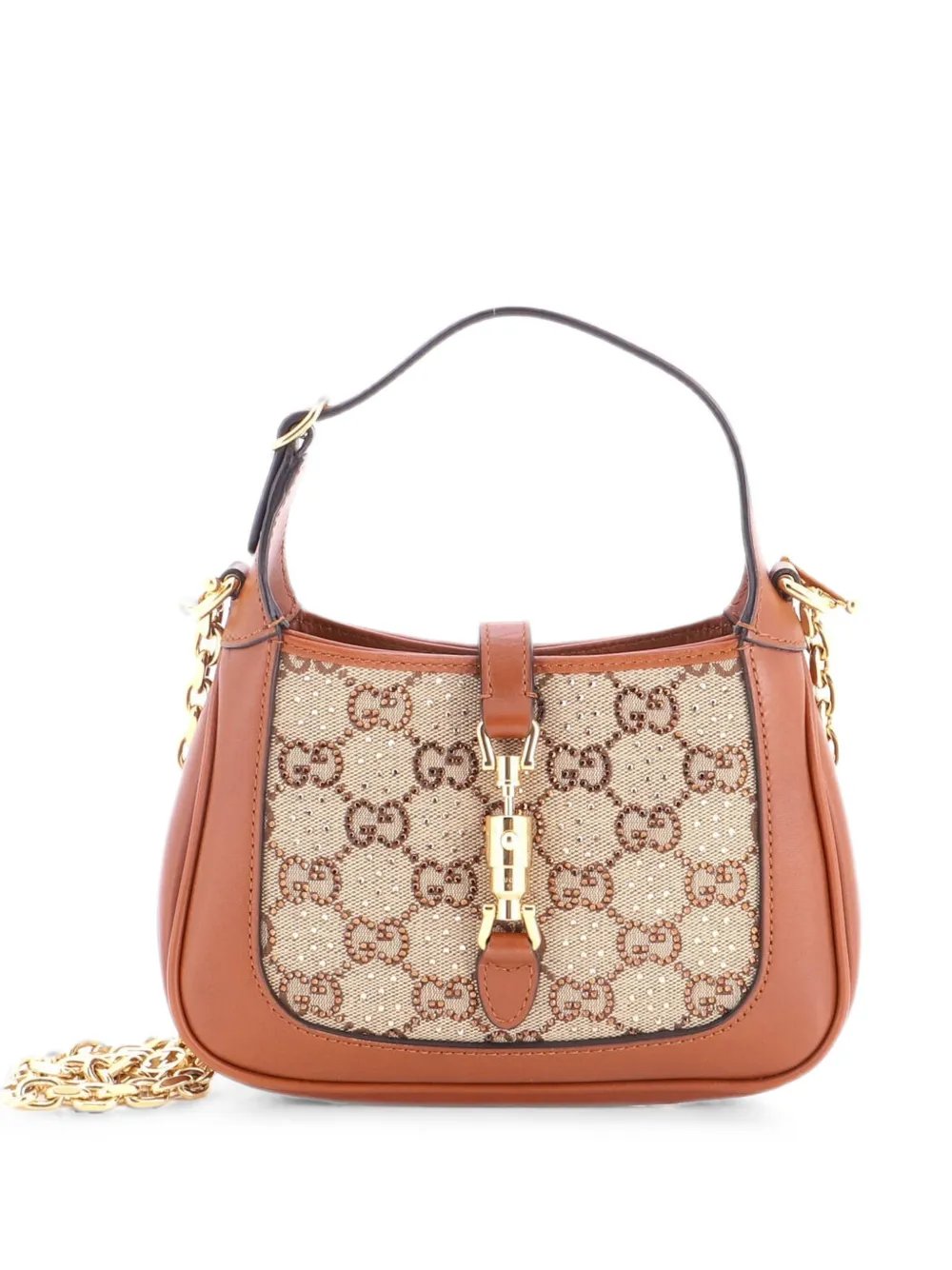 Jackie 1961 Chain Crystal Embellished GG Canvas Mini hobo bag