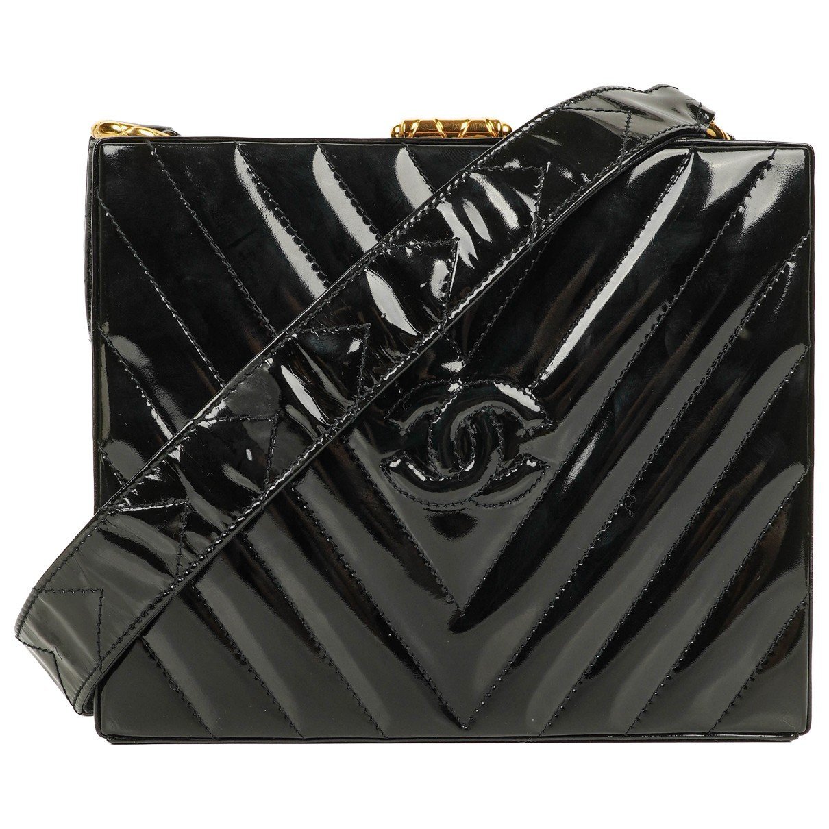 Vanity patent leather handbag
