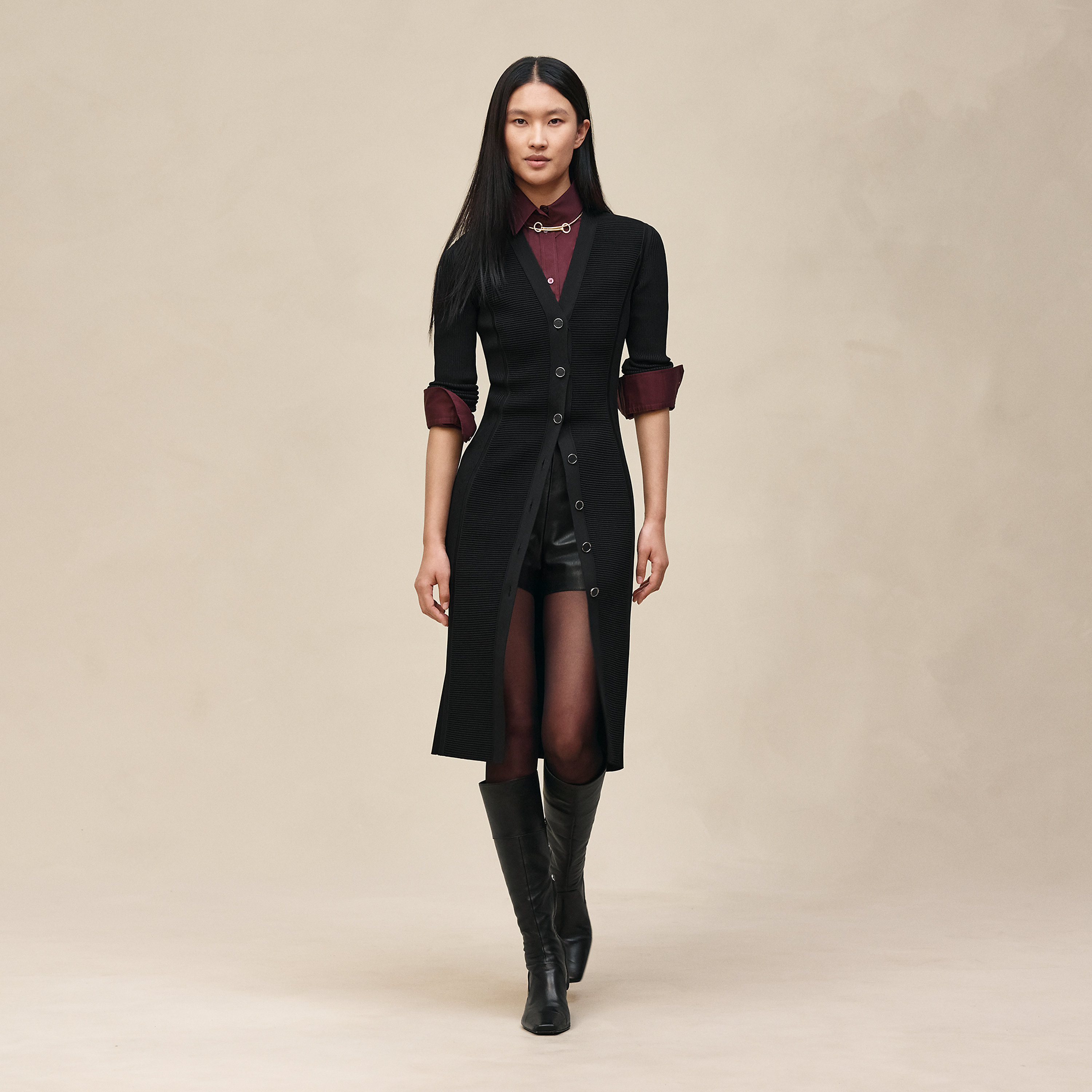 Mid-length buttoned dress