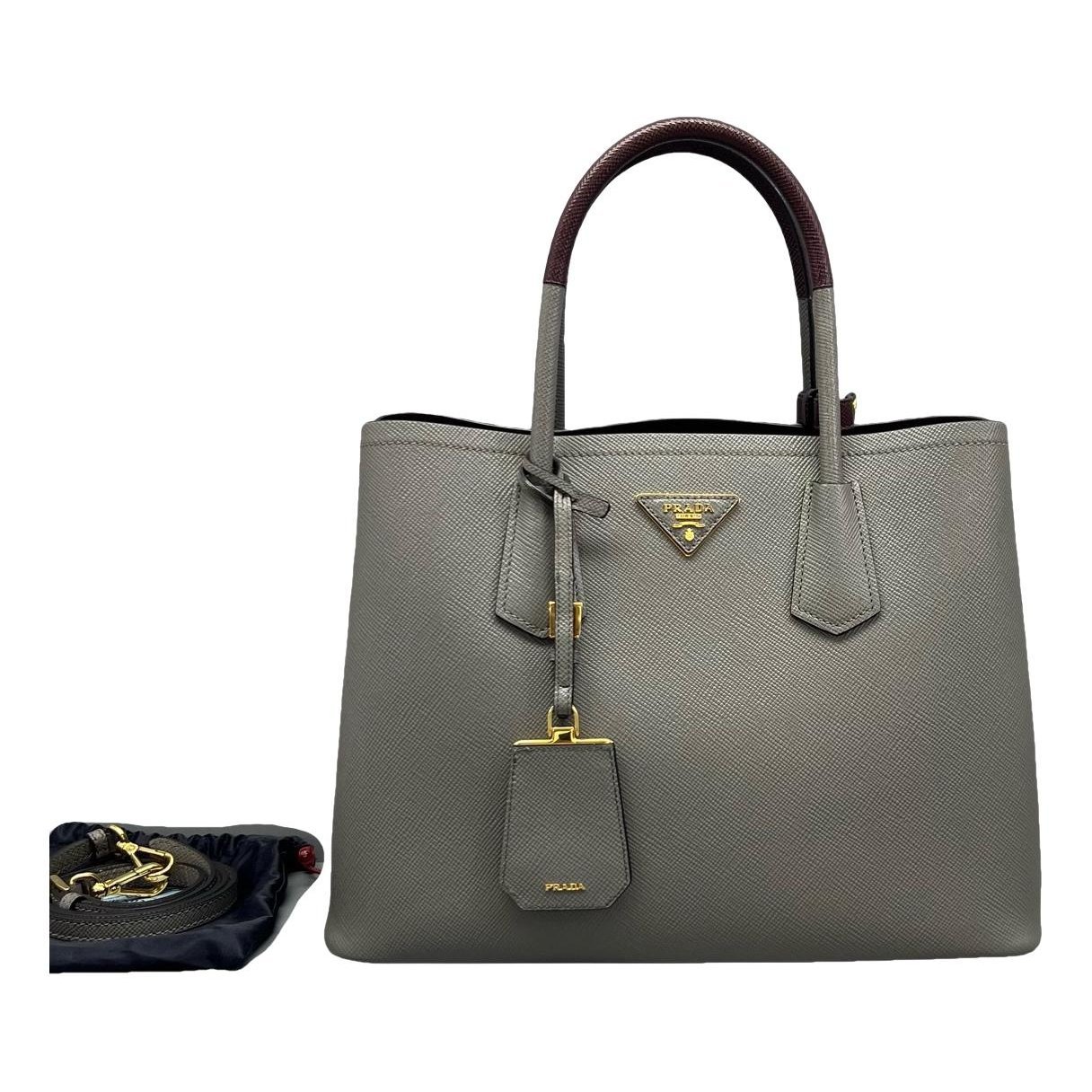 Double leather handbag