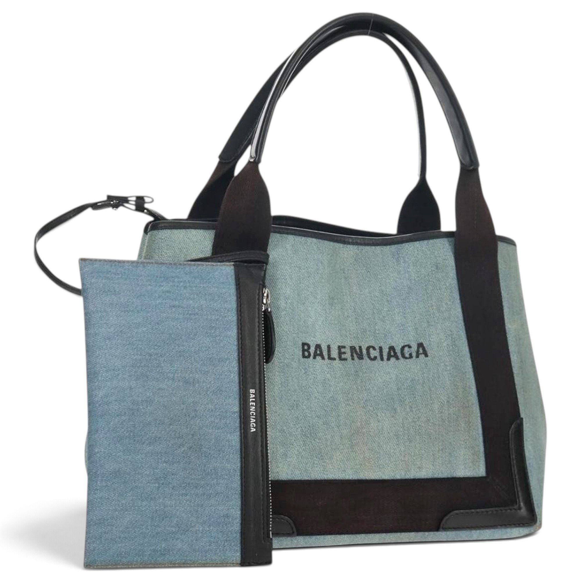 Navy cabas leather tote