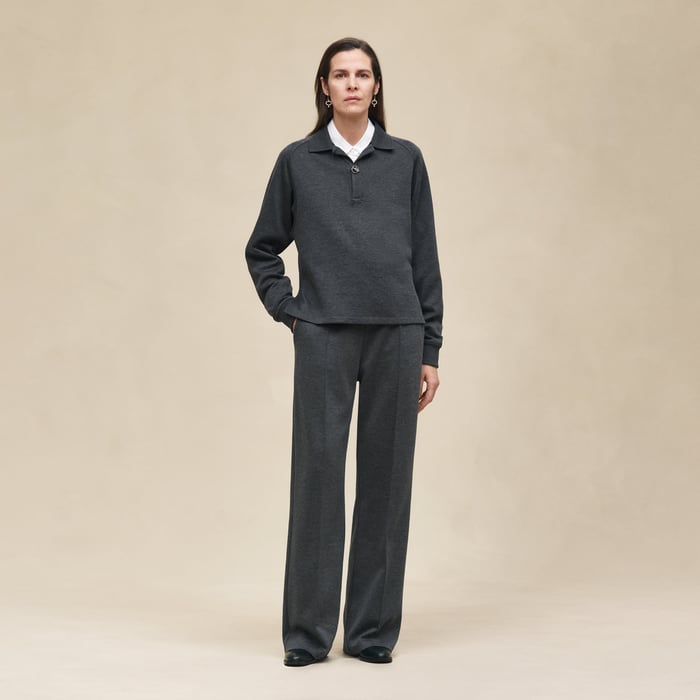 Gris Obscur Polo Shirt Ith Raglan Sleeves